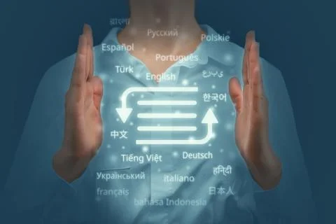 The concept of a program for automatic translation from different languages o Stock Photos