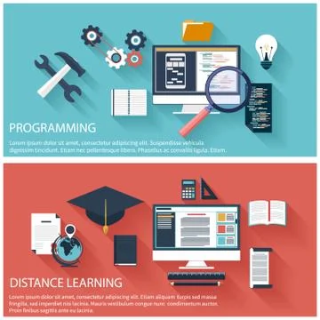 Concept of program coding and distance education Stock Illustration