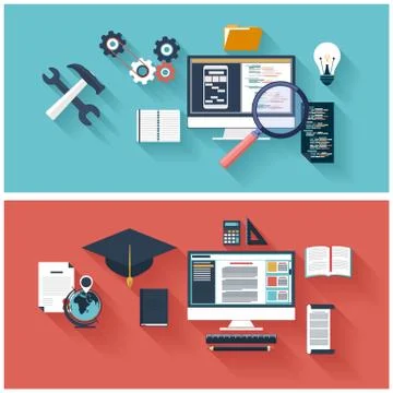 Concept of program coding and distance education Stock Illustration