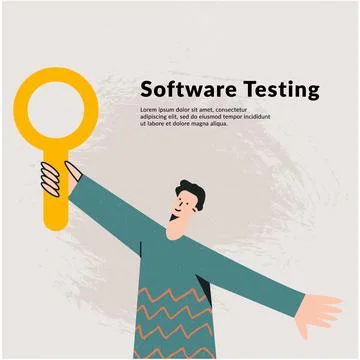 Concept of a programmer that analyze IT software, application testing quality Stock-Illustration