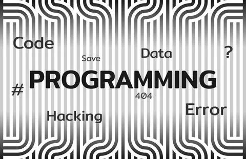 Concept PROGRAMMING. Application Development, Freelance, Remote work, Security Stock Illustration