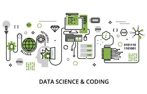 Concept of programming, development software and coding process Stock-Illustration