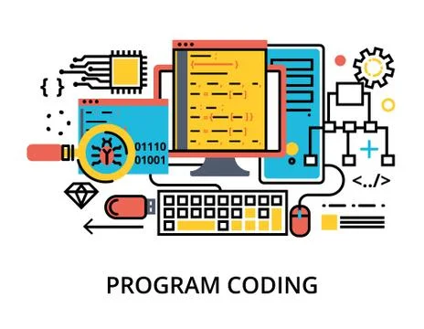 Concept of programming, development software and coding Stock-Illustration