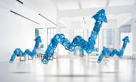 Concept of progress and income in business presented by going up arrow Illustrazione stock