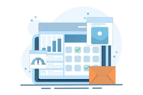 Concept of project management software that handles multiple business tasks Stock Illustration
