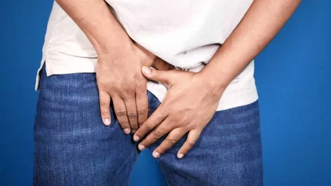 The concept of prostate and bladder problem, crotch pain of a young person Video stock 160341475