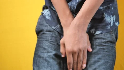 The concept of prostate and bladder problem, crotch pain of a young person Video stock 239787057