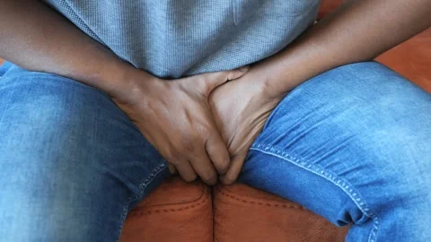 The concept of prostate and bladder problem, crotch pain of a young person Video stock 249033572