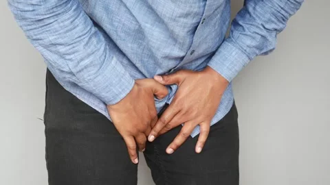 The concept of prostate and bladder problem, crotch pain of a young person Video stock 274623955