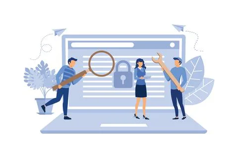 The concept of protecting computer data for a web page, coding, programming,  Stock Illustration