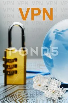 The concept of protection of internet connection via the VPN server. Stock Photos
