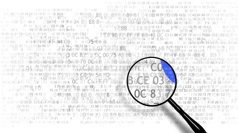 The concept of protection: Search in hexadecimal code security code Video stock 42683285