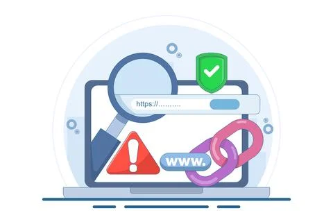 Concept of protection system from malicious links Stock Illustration