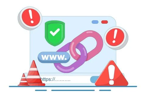 Concept of protection system from malicious links 스톡 일러스트