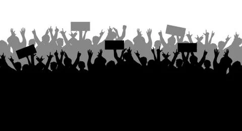 Concept of protest and strike, demonstration and revolution. Silhouettes of c Stock Illustration