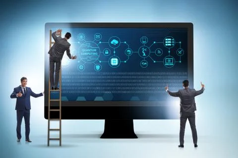 Concept of quantum computing with businessman 写真素材