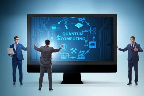 Concept of quantum computing with businessman 写真素材
