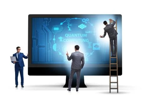 Concept of quantum computing with businessman Stock Photos