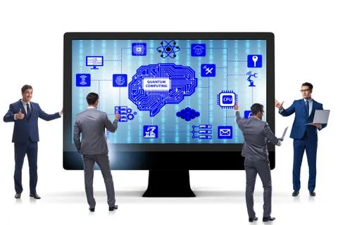 Concept of quantum computing with businessman 스톡 사진
