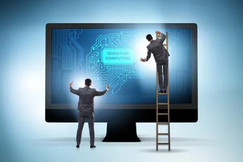 Concept of quantum computing with businessman Stock Photos