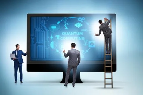 Concept of quantum computing with businessman 写真素材
