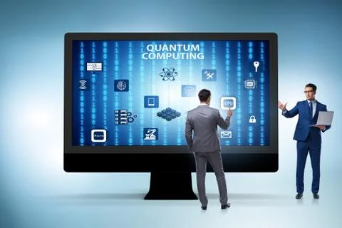 Concept of quantum computing with businessman 写真素材