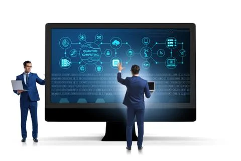 Concept of quantum computing with businessman 写真素材