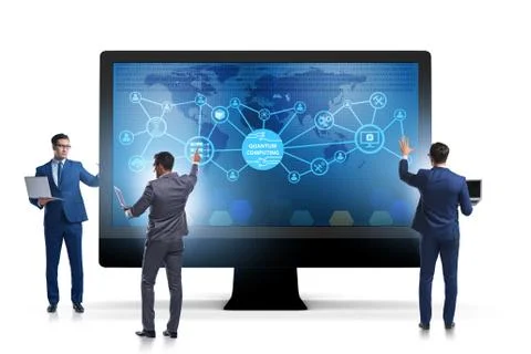 Concept of quantum computing with businessman Stock Photos