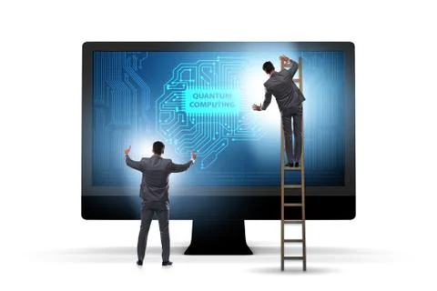 Concept of quantum computing with businessman 写真素材