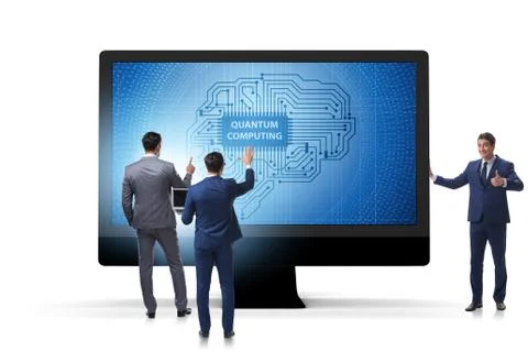 Concept of quantum computing with businessman Stockfoto's