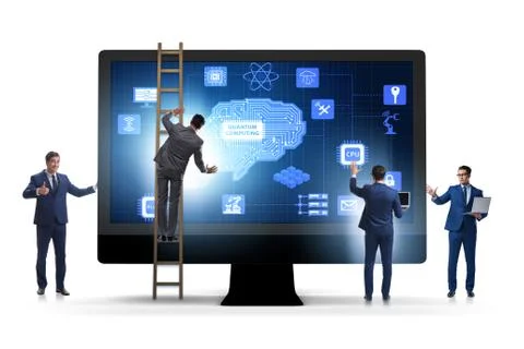 Concept of quantum computing with businessman 写真素材