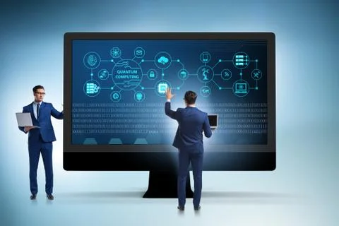 Concept of quantum computing with businessman 스톡 사진