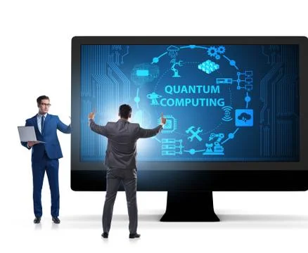 Concept of quantum computing with businessman 写真素材