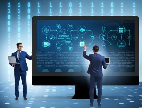 Concept of quantum computing with businessman 写真素材