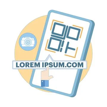 Concept for quick access, smartphone scanning QR code with camera. イラスト素材