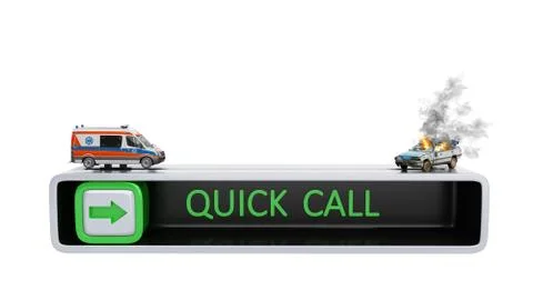 Concept of quick call of ambulance 3d render on white no shadow Stock Illustration