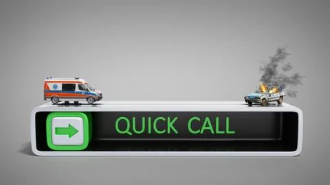 Concept of quick call of ambulance 3d render on grey Stock Illustration