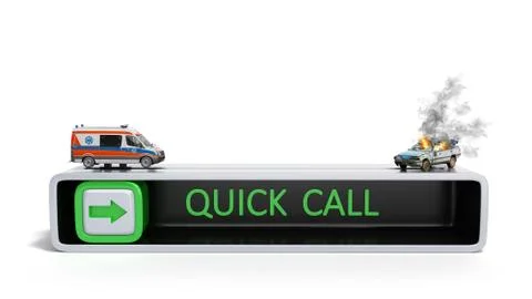 Concept of quick call of ambulance 3d render on white Stock Illustration