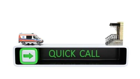Concept of quick call of ambulance 3d render on white no shadow Stock Illustration