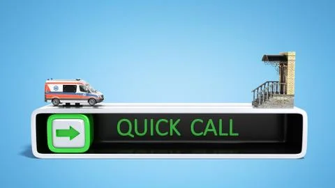 Concept of quick call of ambulance 3d render on blue Stock Illustration