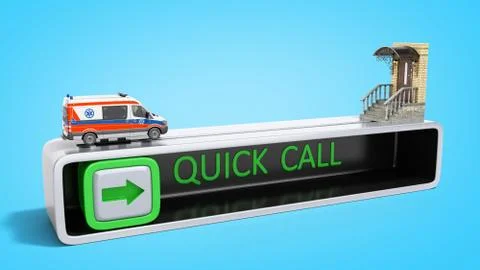 Concept of quick call of ambulance 3d render on blue Stock Illustration