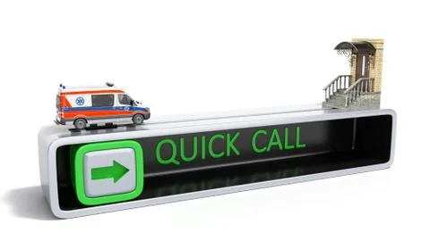 Concept of quick call of ambulance 3d render on white Stock Illustration