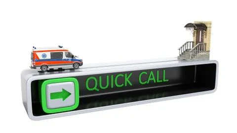 Concept of quick call of ambulance 3d render on white no shadow Stock Illustration