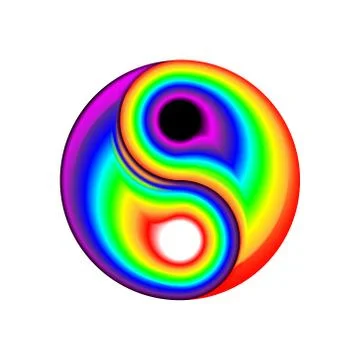 Concept rainbow flat symbol yin-yang. Digital electronic, disco trans rave. Stock Illustration