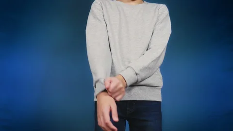 The concept of rapid physical growth of children. the boy grew out of his Stock-Footage 96538853