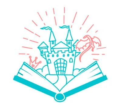 Concept of reading, in the form of an open book with a dragon lock. Stock Illustration