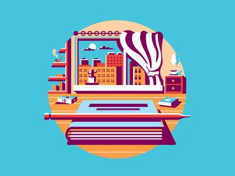 Concept reading icon flat Stock Illustration