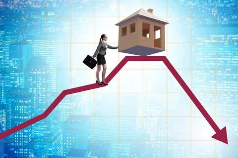 Concept of real estate price bubble bursting Foto stock