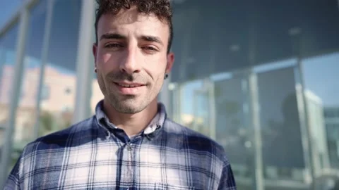 Concept of real people trusts in the future. Close up portrait of confident y Stock Footage 150115825
