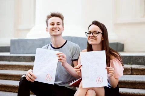 Concept of receiving the highest mark for examination or test Stock Photos